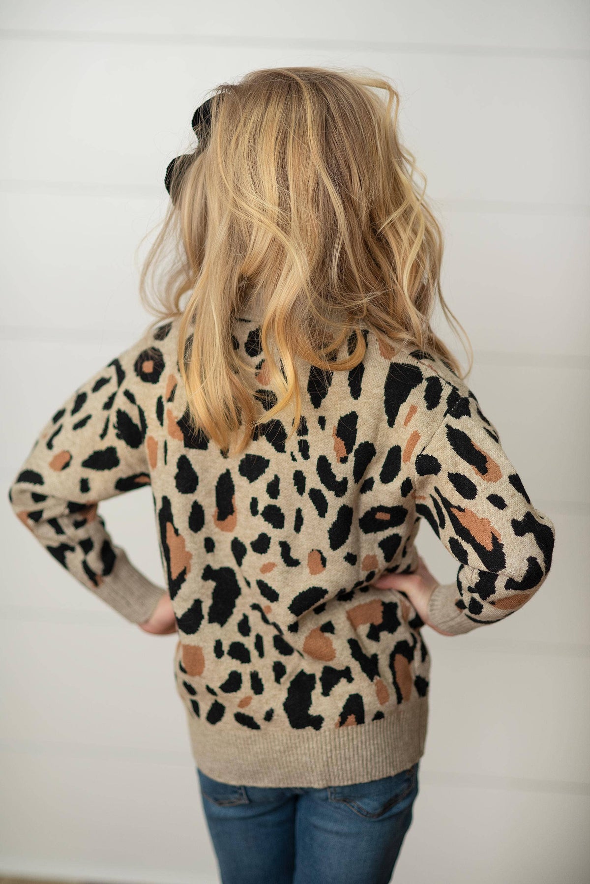 Kids Leopard Button Pocket Cardigan Fall Winter Sweater