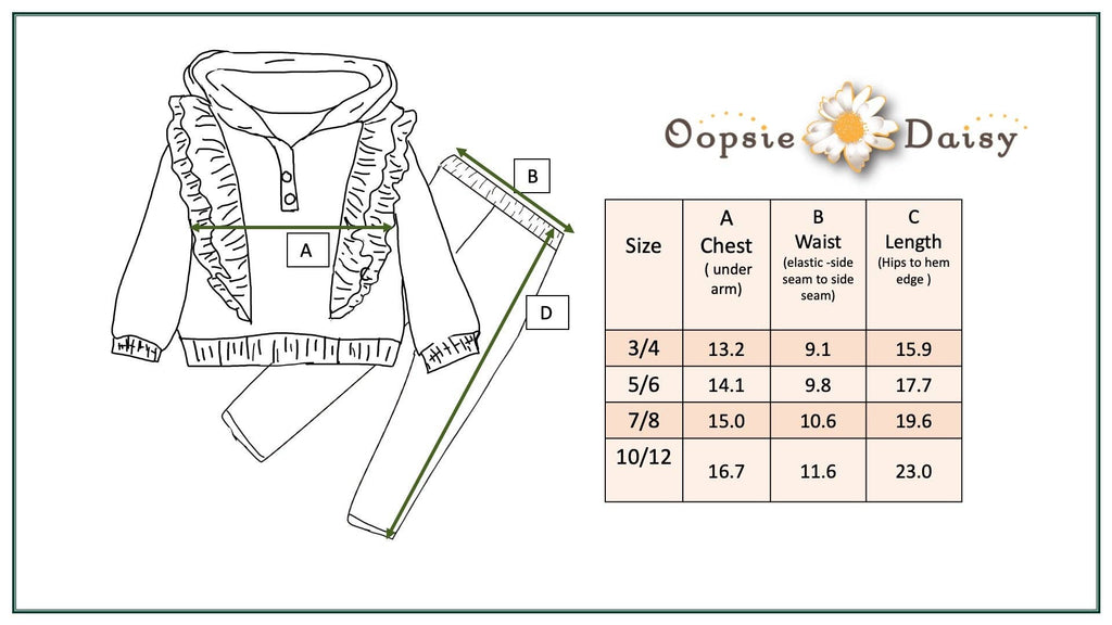 Kids Double Ruffle Button Hoodie & Stripe Leggings Set