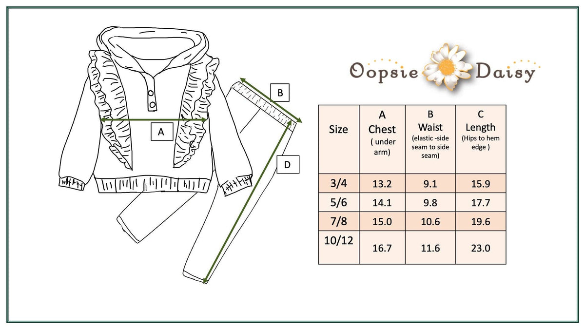 Kids Double Ruffle Button Hoodie & Stripe Leggings Set
