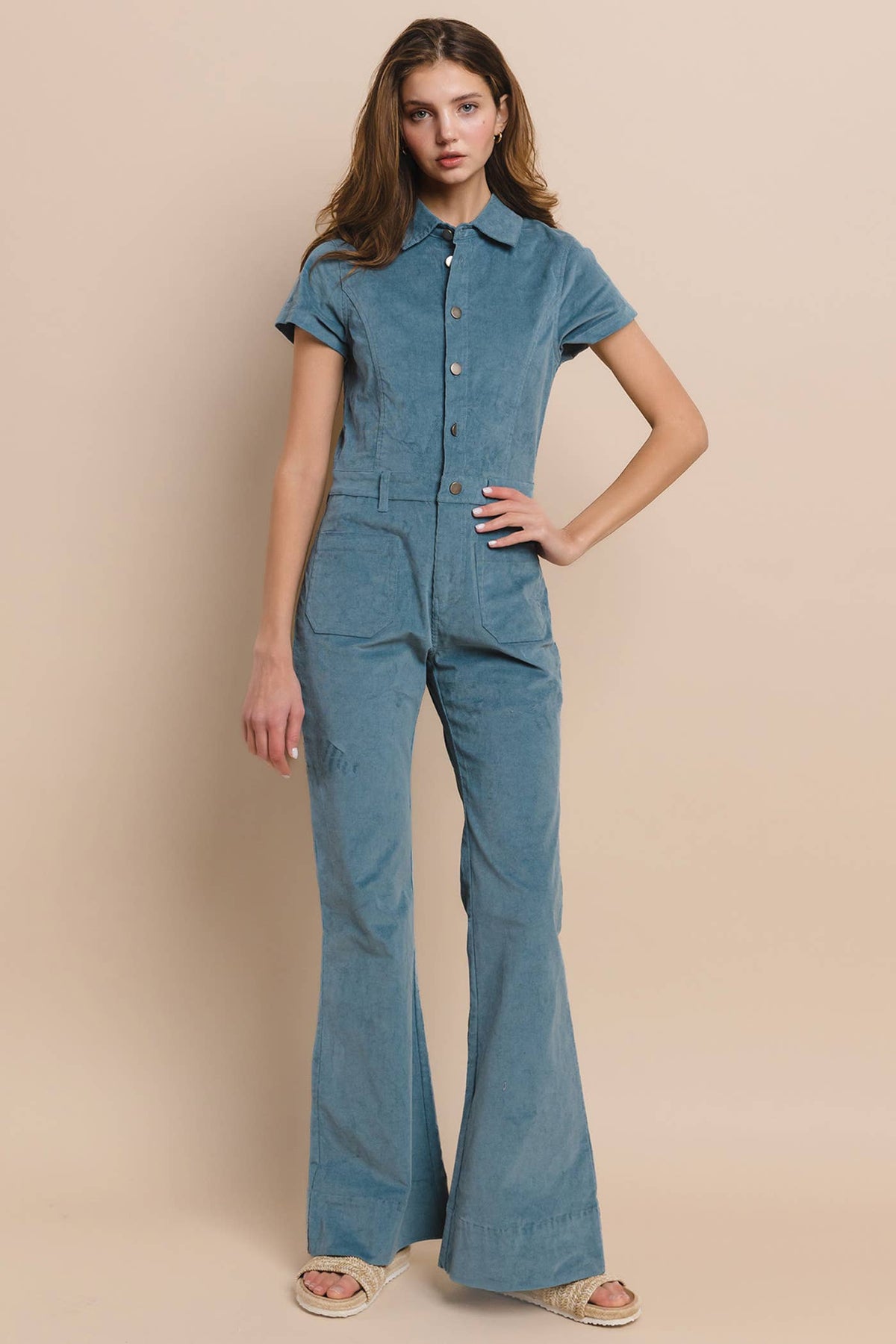 PETITE BOHO STRUCTURED CORDUROY JUMPSUIT 4330RIC