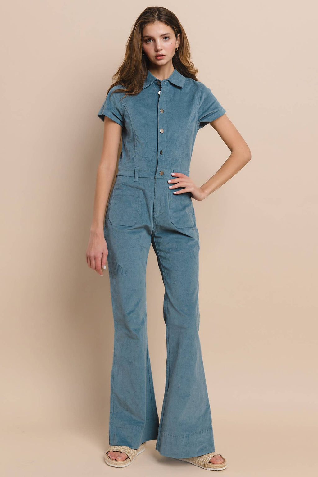 PETITE BOHO STRUCTURED CORDUROY JUMPSUIT 4330RIC