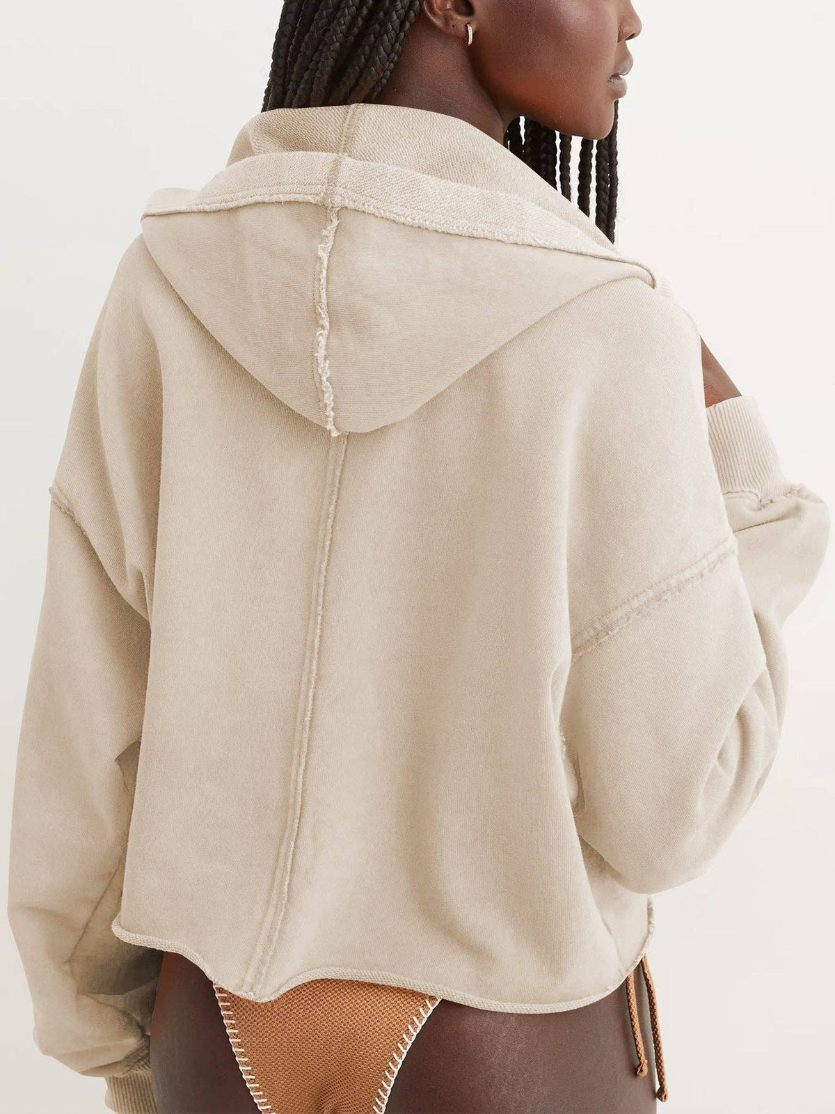 Oversized Hooded V Neck Sweatshirt Pullover Top