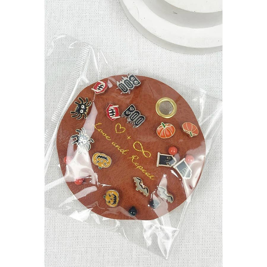 Premium Quality 10 Pairs Halloween Earrings on PU: MIX COLOR / ONE(6)