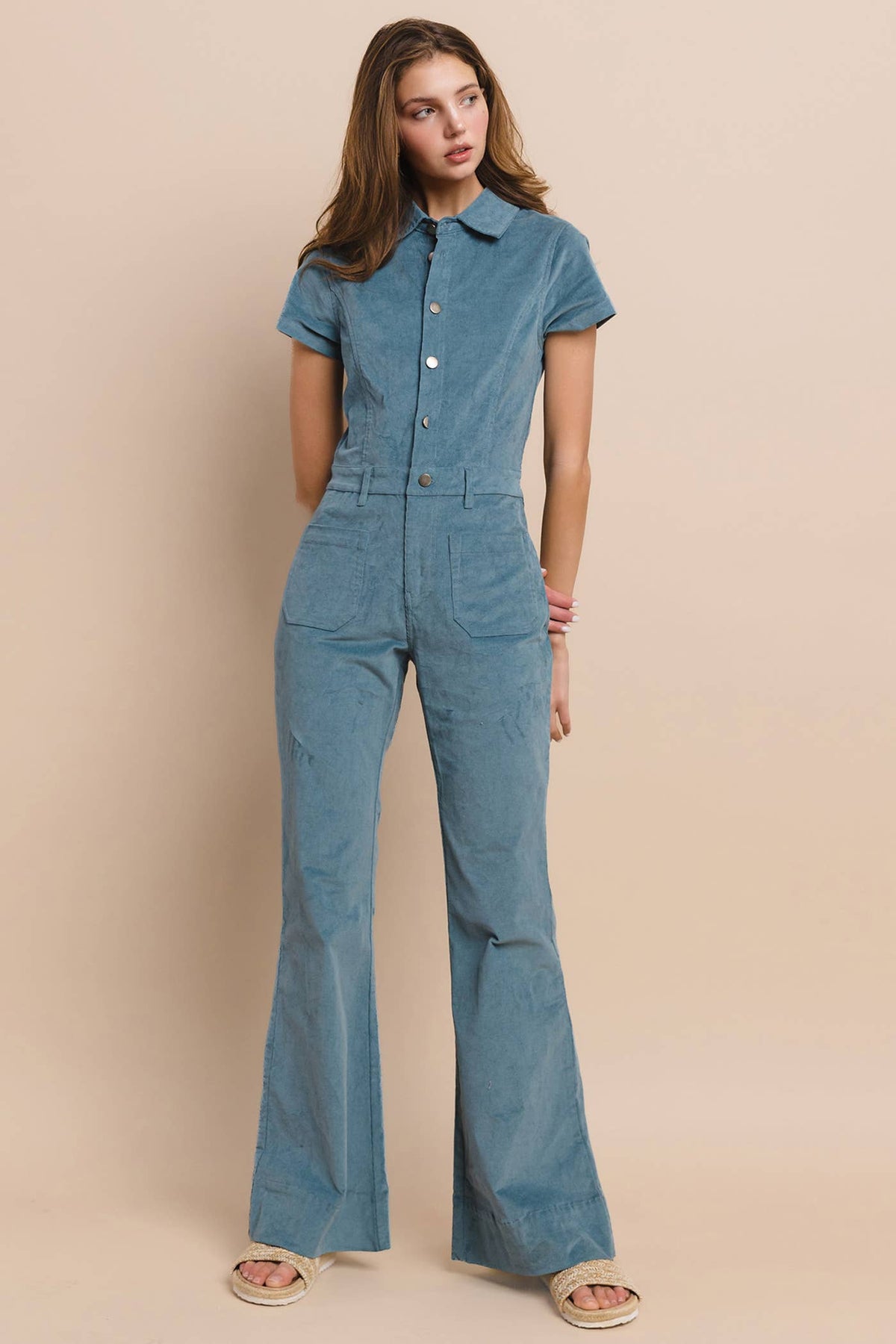 PETITE BOHO STRUCTURED CORDUROY JUMPSUIT 4330RIC