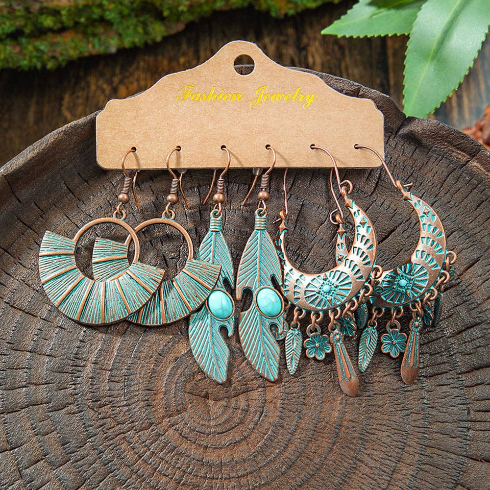 Boho Tassel Statement Earrings Jewelry Set: HQEF-1577