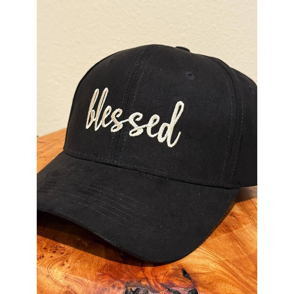 Blessed Embroidered Faux Suede Baseball Caps: CAMEL / ONE(6)