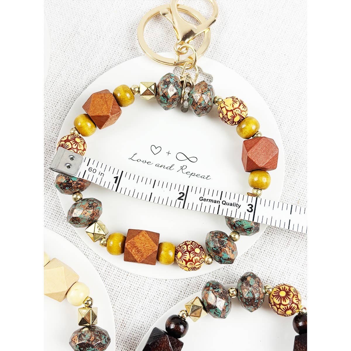 Boho Style Wood  Beaded Circled Key Holder