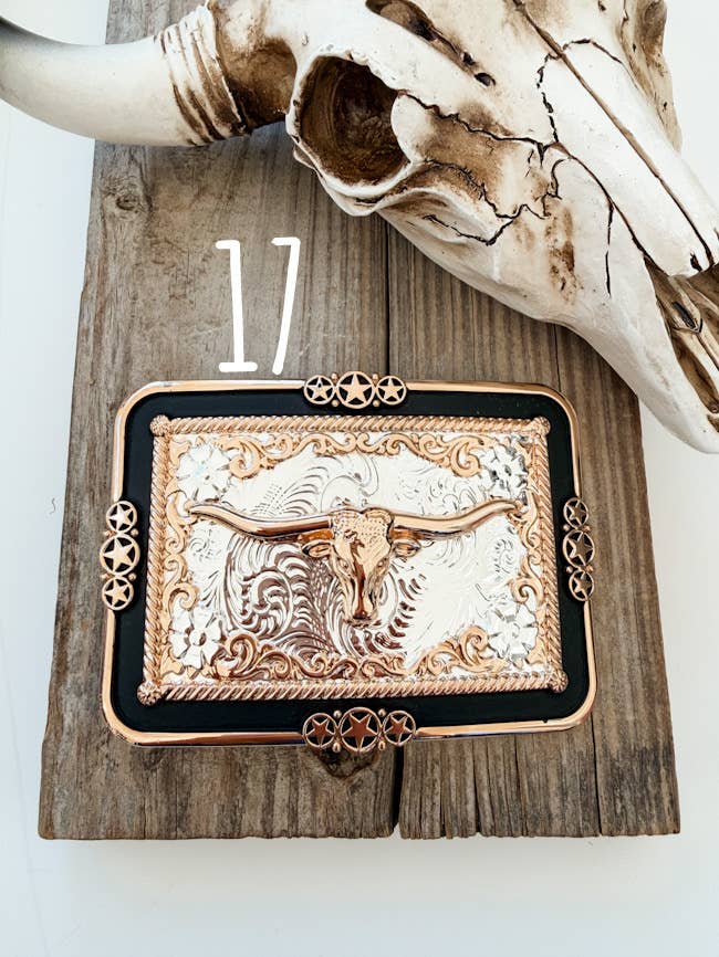 Western Longhorn Steer Metal Belt Buckle: 1