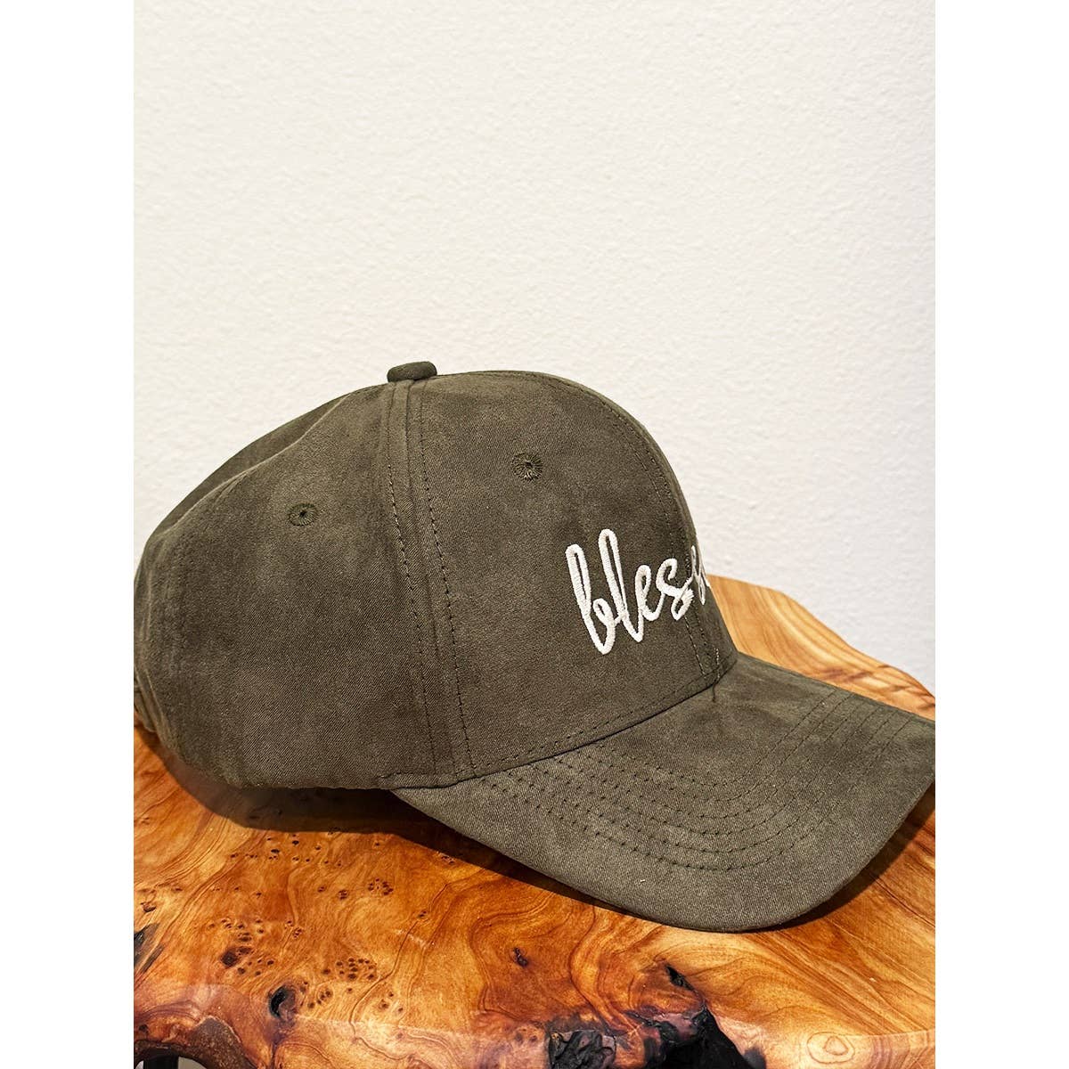 Blessed Embroidered Faux Suede Baseball Caps: CAMEL / ONE(6)