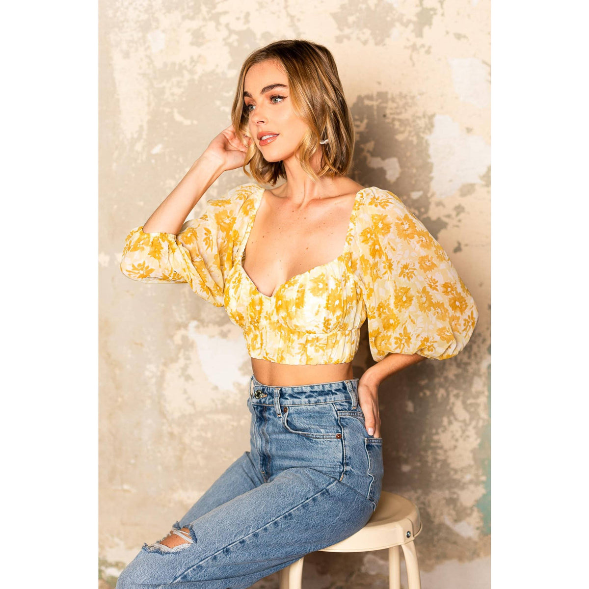 FLORAL SWEETHEART CROP TOP / KJ0170D06