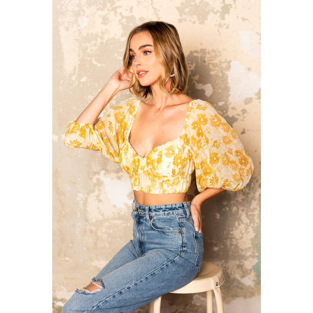 FLORAL SWEETHEART CROP TOP / KJ0170D06