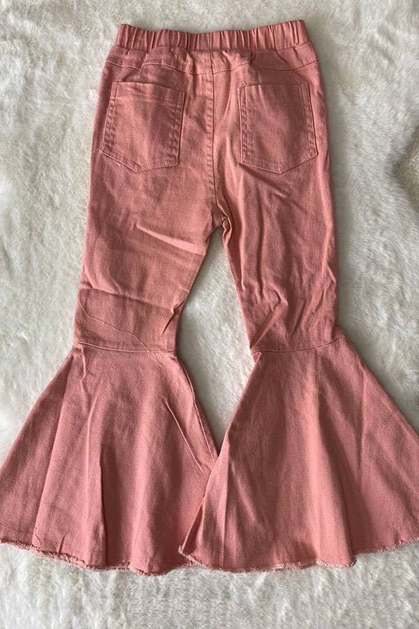 Girls Distressed Pink Bell Bottoms Jeans