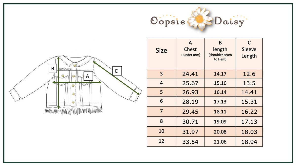Kids Faded Denim Fringe Winter Button Jacket