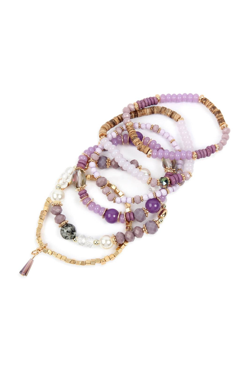 MULTI-STONE BEADS STACKABLE BRACELETS: NATURAL / ONE SIZE