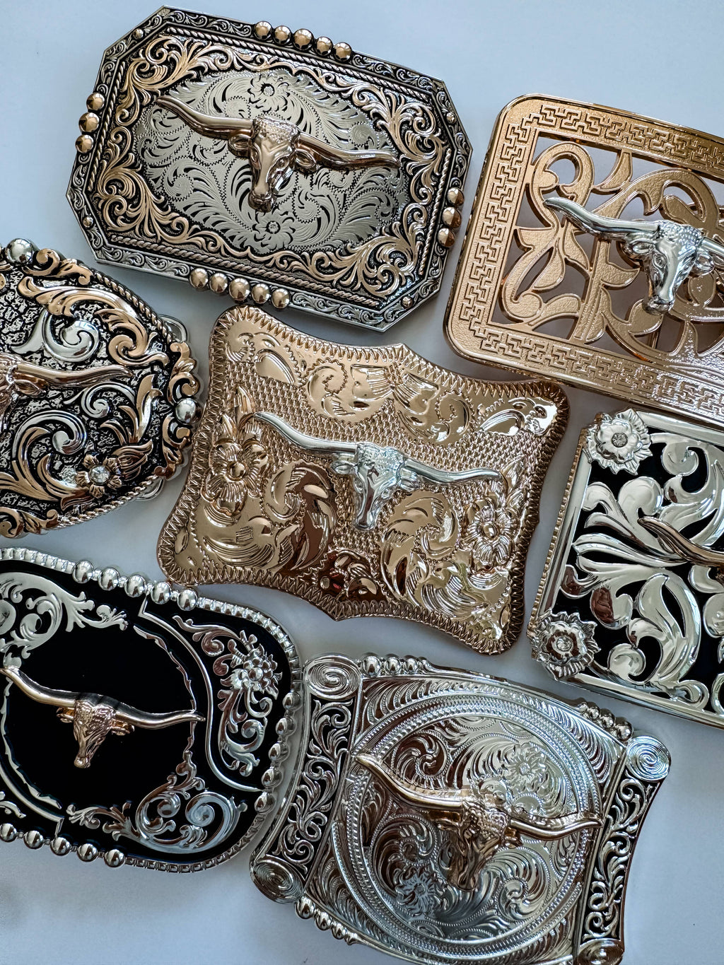 Western Longhorn Steer Metal Belt Buckle: 1