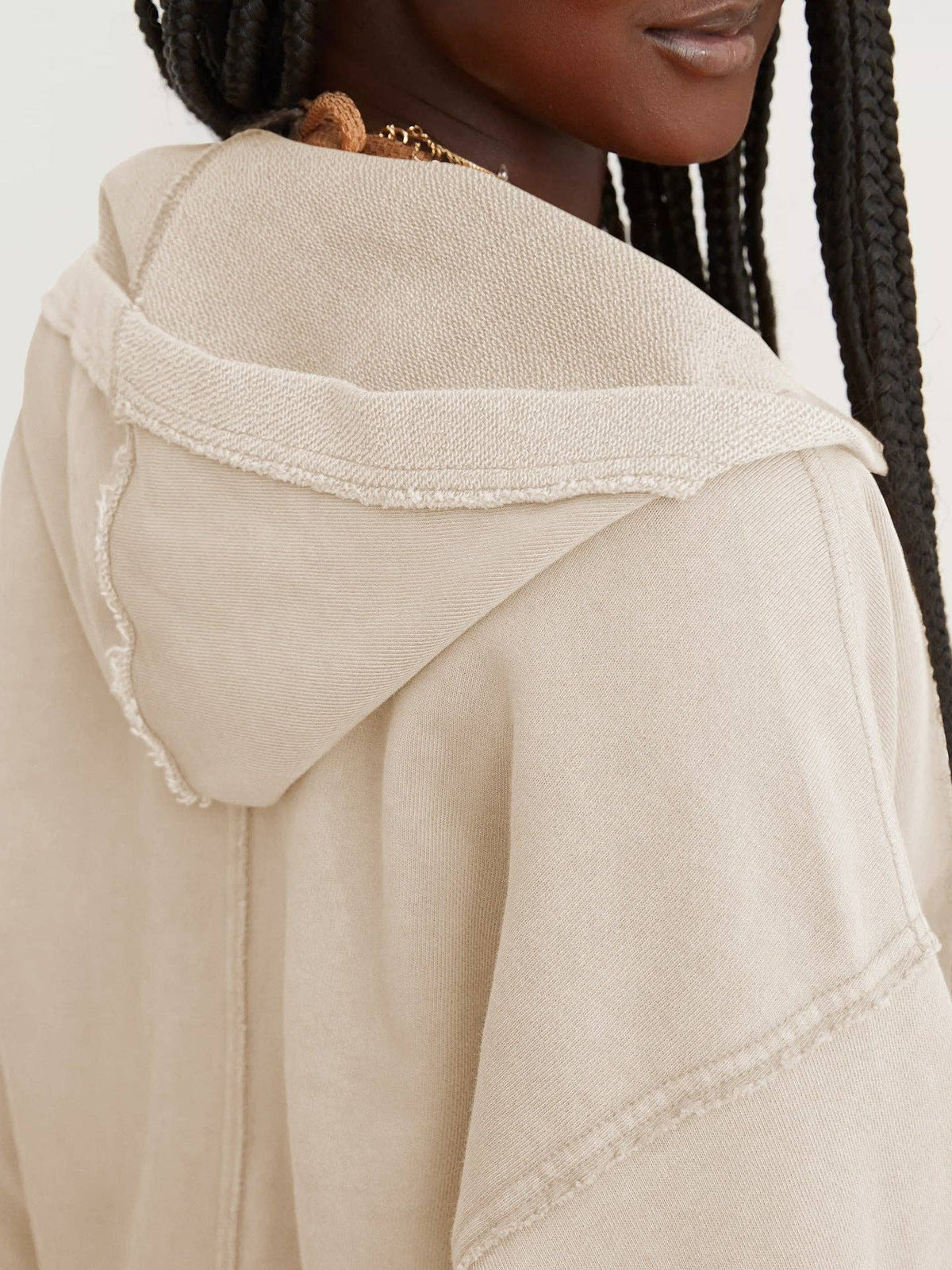 Oversized Hooded V Neck Sweatshirt Pullover Top