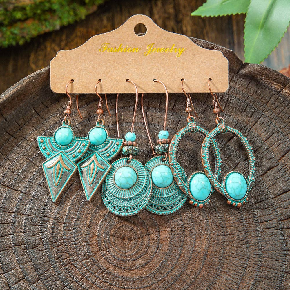 Boho Tassel Statement Earrings Jewelry Set: HQEF-1443