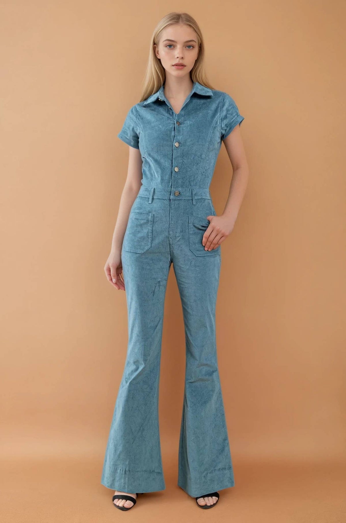 PETITE BOHO STRUCTURED CORDUROY JUMPSUIT 4330RIC