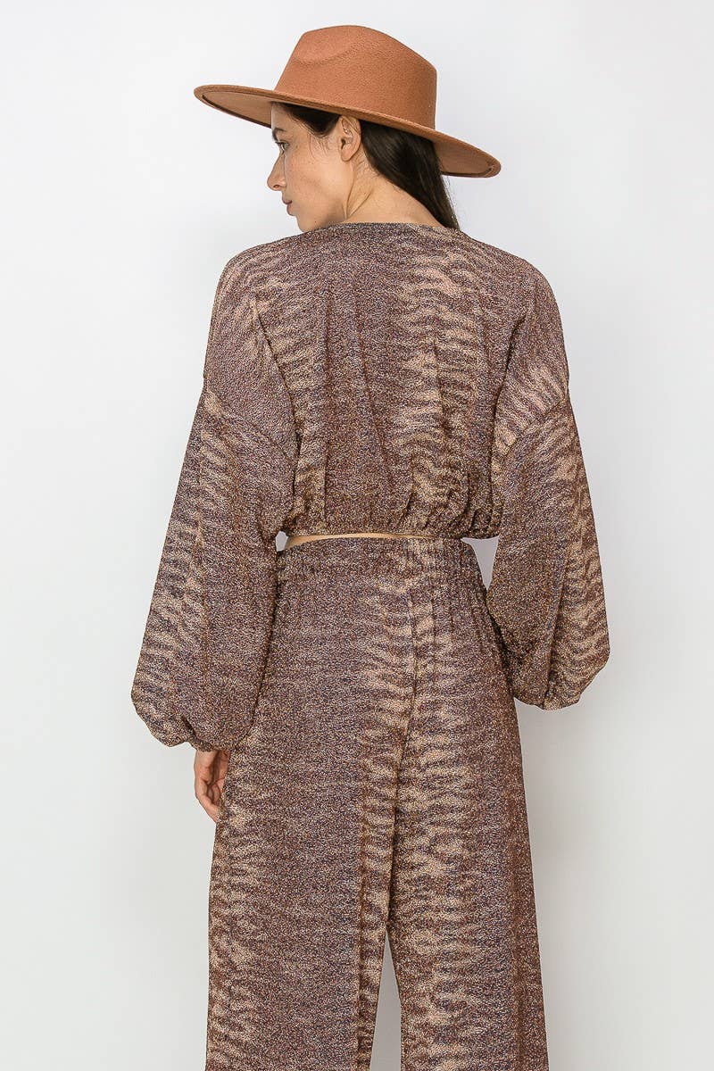 METALLIC PRINTED PALAZZO PANTS 2370