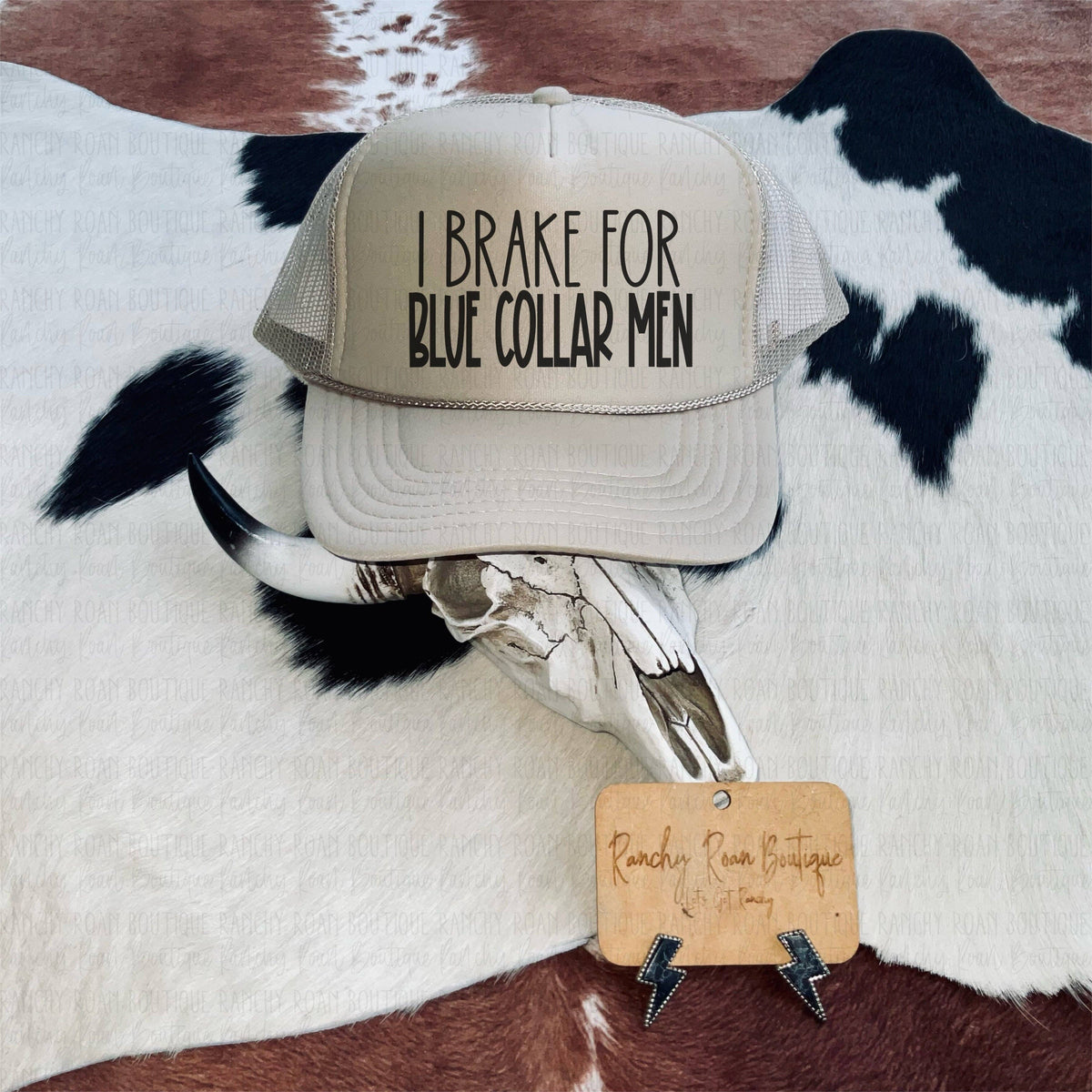 I Brake For Blue Collar Men Foam Trucker Hat: Camo