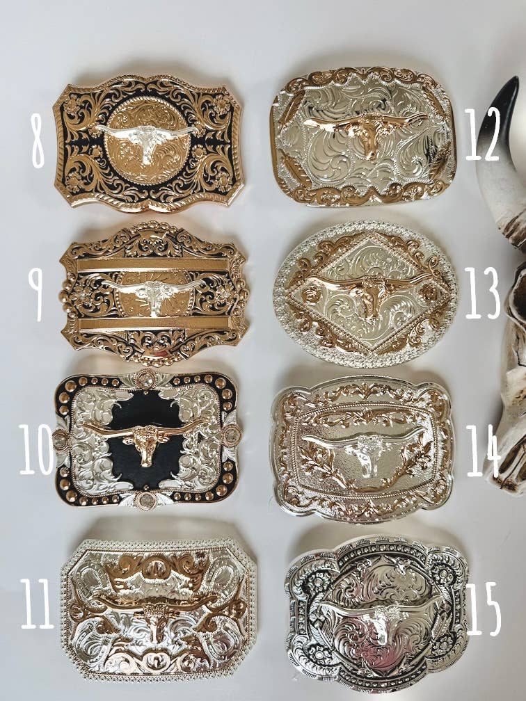 Western Longhorn Steer Metal Belt Buckle: 1