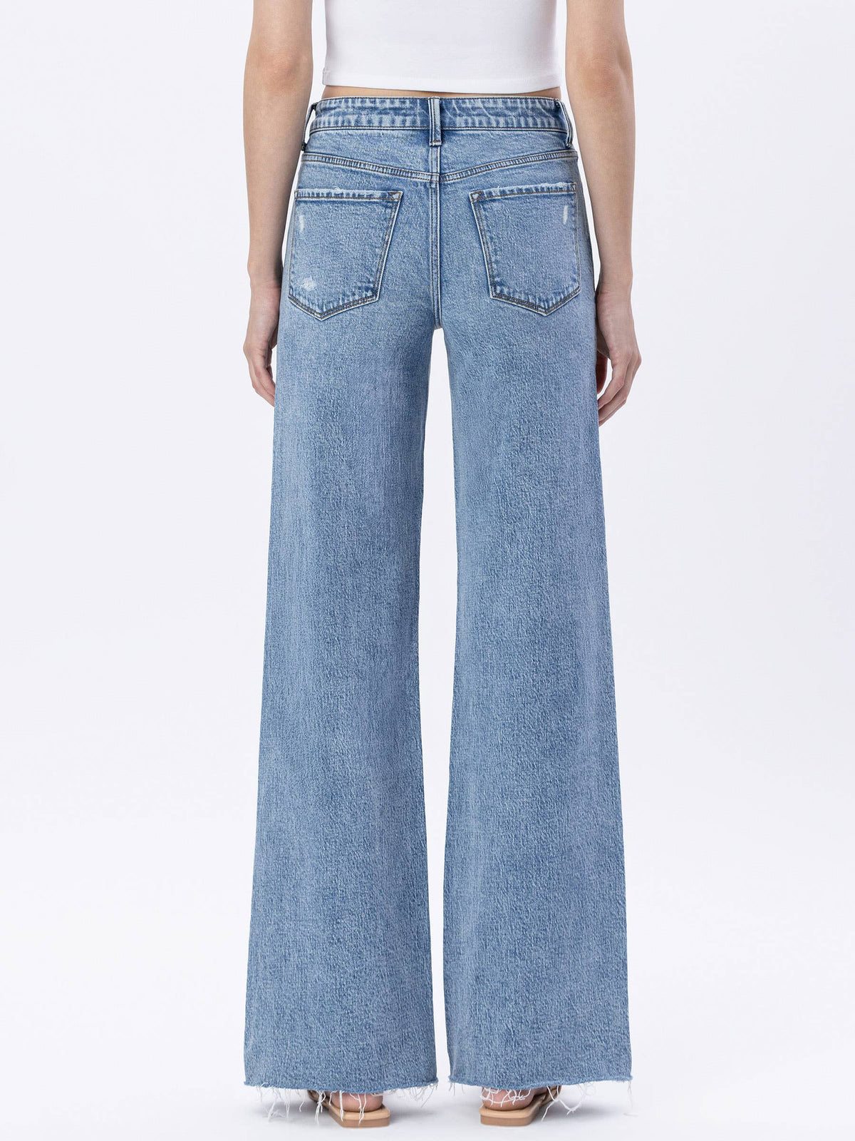 HIGH RISE RAW HEM WIDE JEANS F6320
