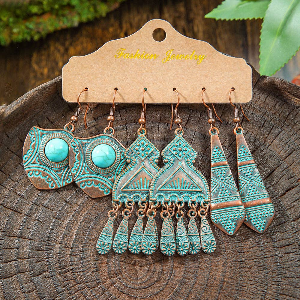 Boho Tassel Statement Earrings Jewelry Set: HQEF-1443