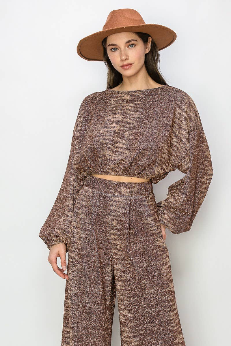 METALLIC PRINTED PALAZZO PANTS 2370