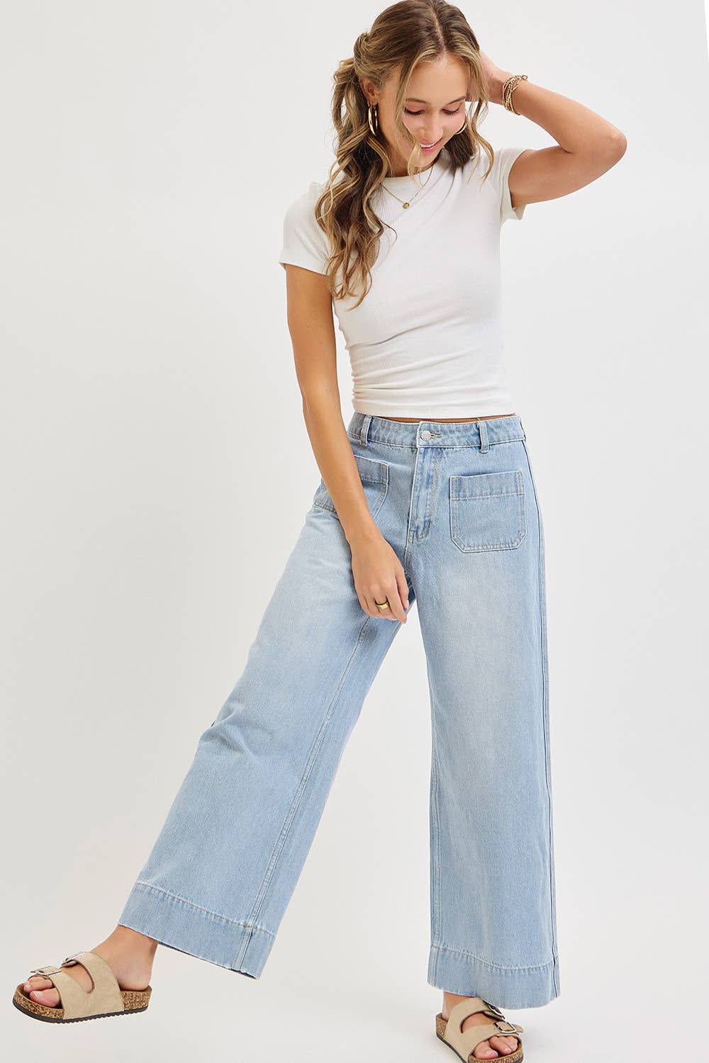 WIDE LEG DENIM JEANS: LIGHT DENIM / Contemporary / L,WIDE LEG DENIM JEANS: LIGHT DENIM / Contemporary / S,WIDE LEG DENIM JEANS: LIGHT DENIM / Contemporary / M