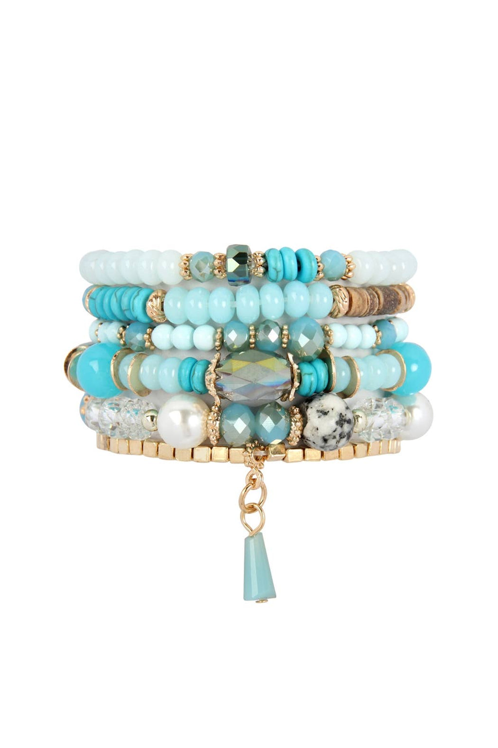 MULTI-STONE BEADS STACKABLE BRACELETS: NATURAL / ONE SIZE