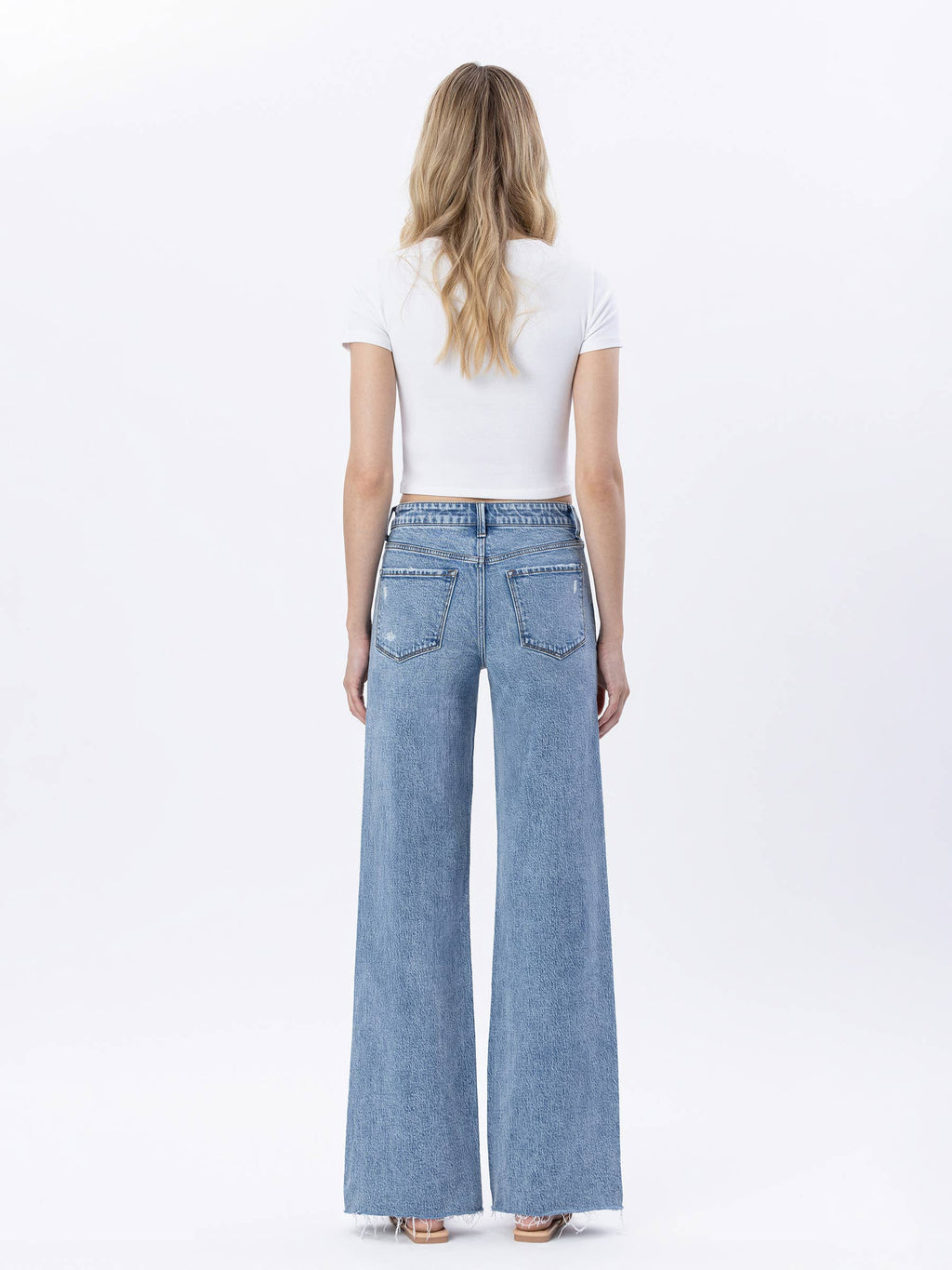 HIGH RISE RAW HEM WIDE JEANS F6320