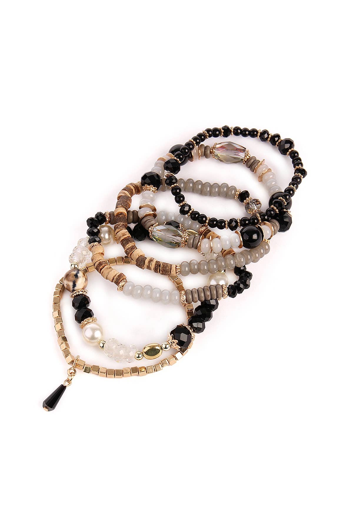 MULTI-STONE BEADS STACKABLE BRACELETS: NATURAL / ONE SIZE