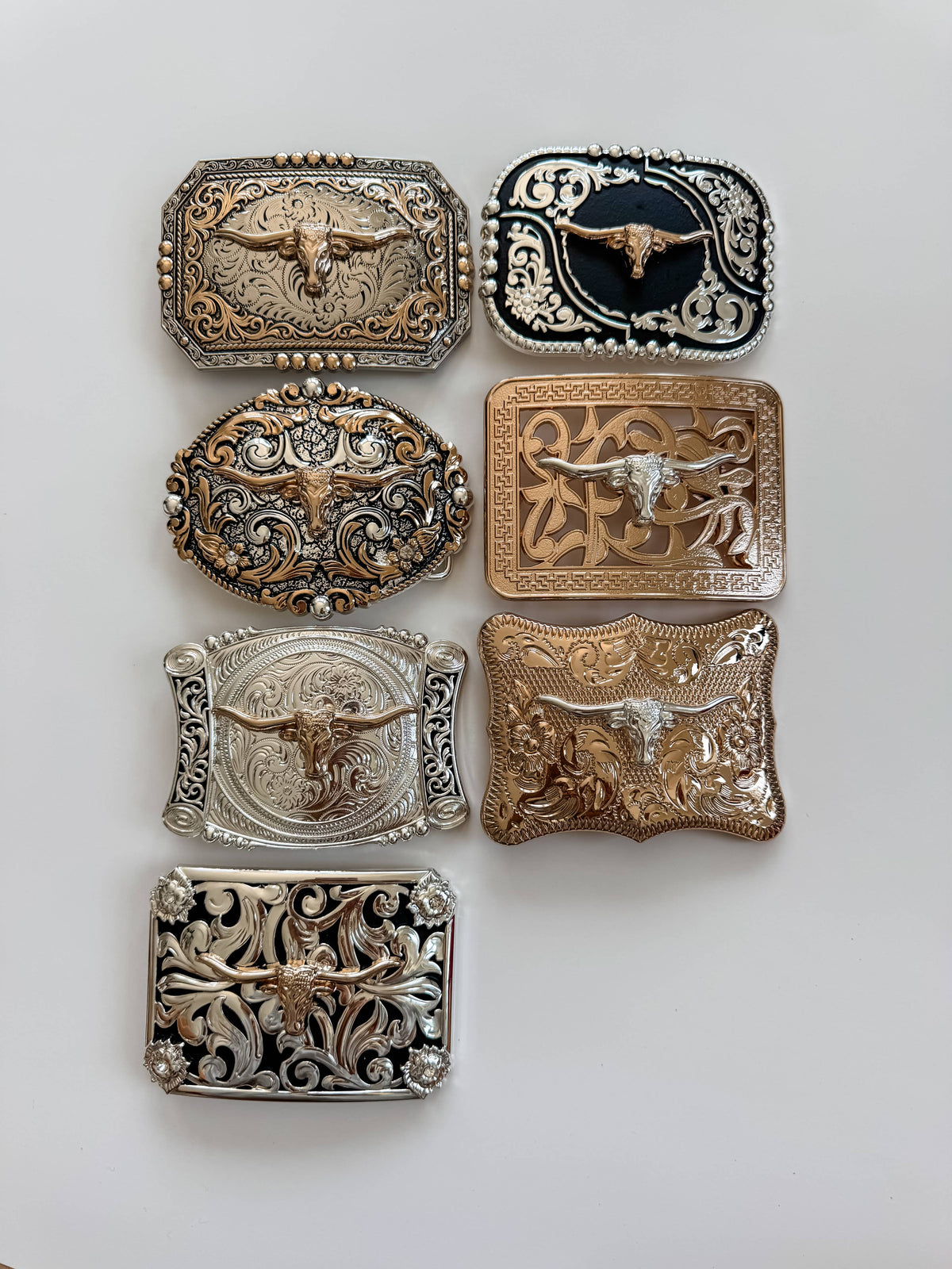 Western Longhorn Steer Metal Belt Buckle: 1