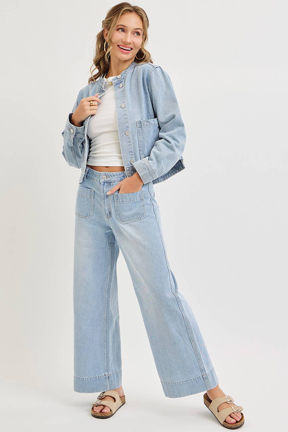 WIDE LEG DENIM JEANS: LIGHT DENIM / Contemporary / L,WIDE LEG DENIM JEANS: LIGHT DENIM / Contemporary / S,WIDE LEG DENIM JEANS: LIGHT DENIM / Contemporary / M