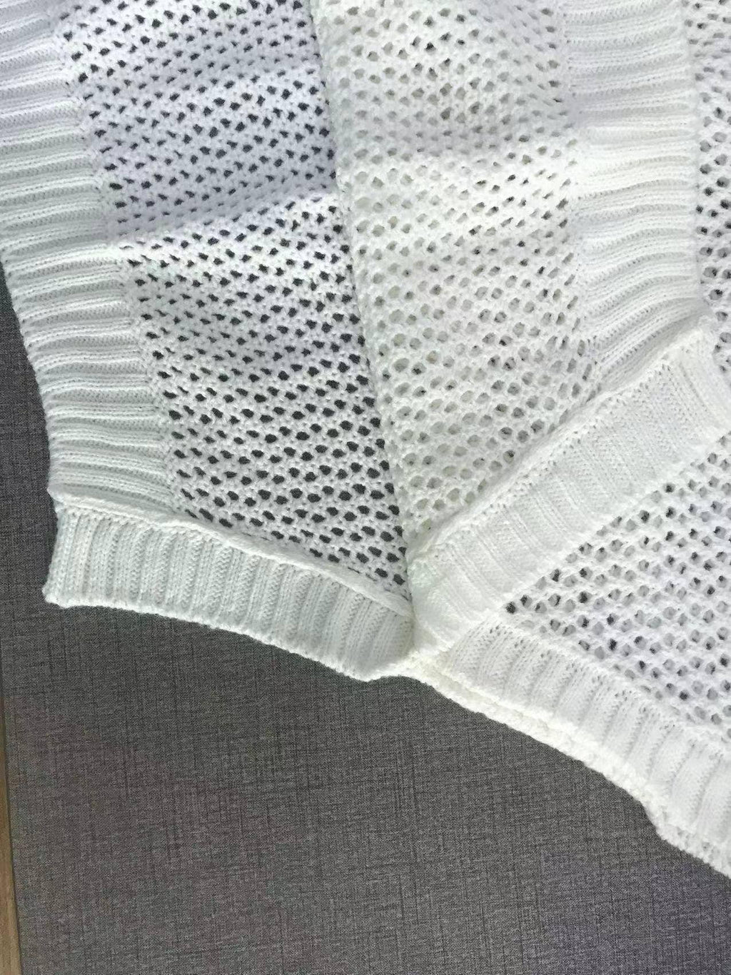 Ladies Bat Sleeves Hollow Out Knit Blouse