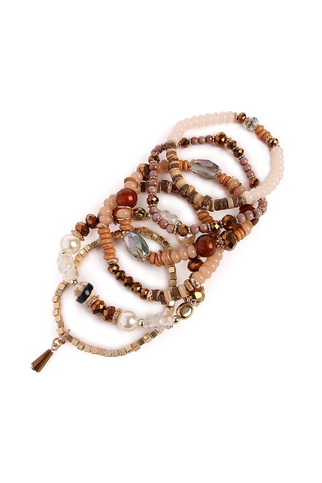 MULTI-STONE BEADS STACKABLE BRACELETS: NATURAL / ONE SIZE