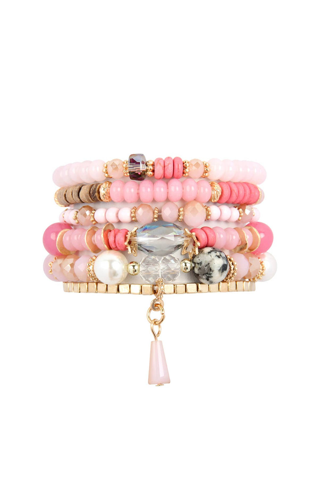 MULTI-STONE BEADS STACKABLE BRACELETS: NATURAL / ONE SIZE