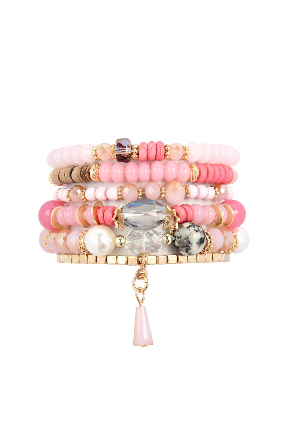 MULTI-STONE BEADS STACKABLE BRACELETS: NATURAL / ONE SIZE
