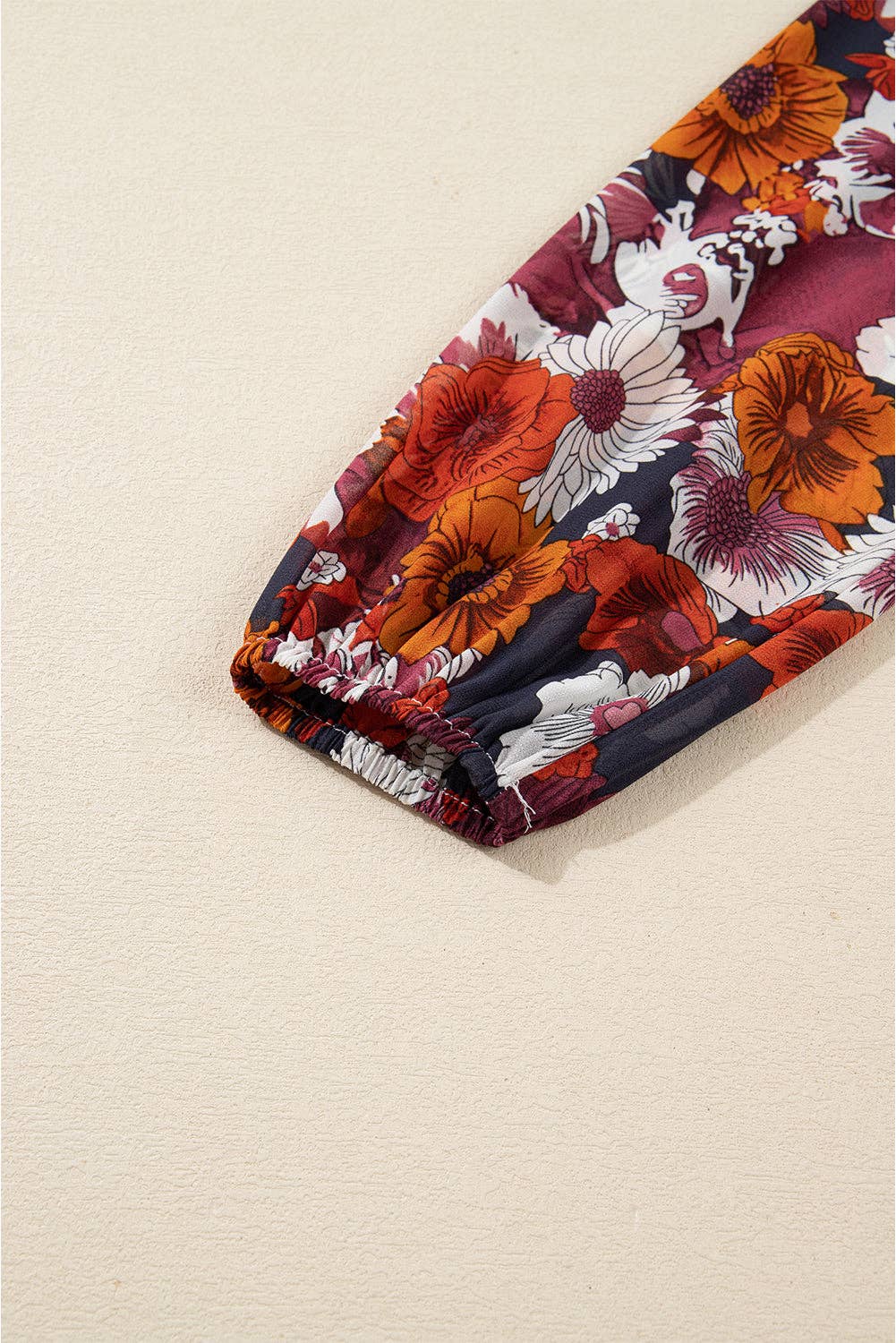 Floral Print Wrap V Neck Puff Sleeve Flowy Mini Dress