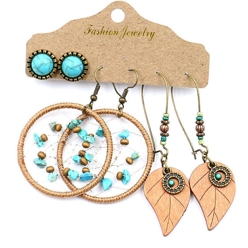 Boho Tassel Statement Earrings Jewelry Set: HQEF-1577
