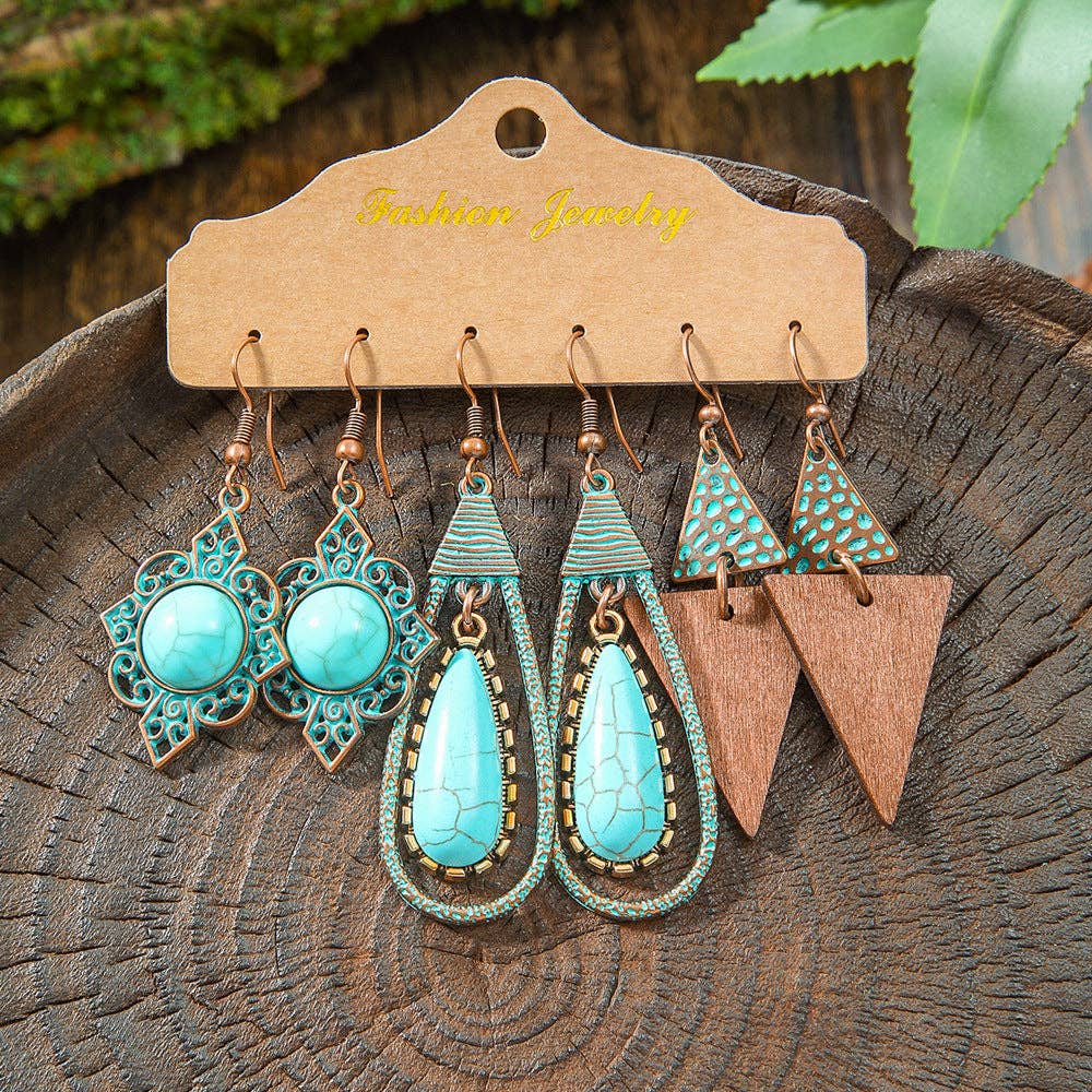 Boho Tassel Statement Earrings Jewelry Set: HQEF-1577
