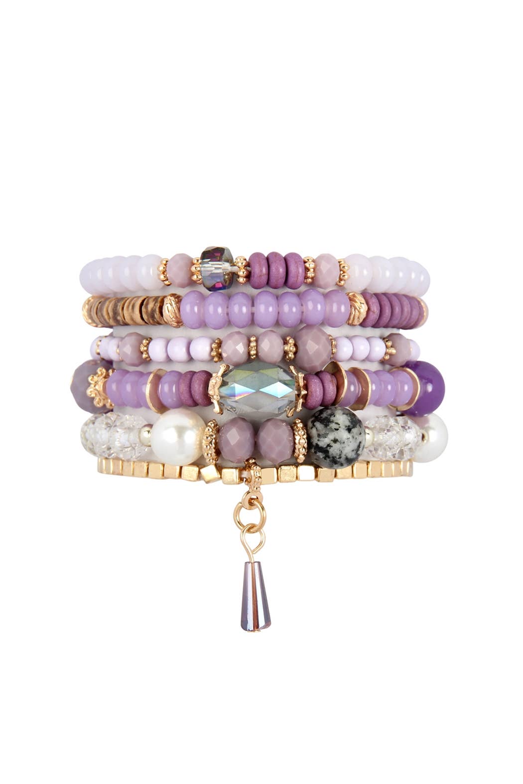 MULTI-STONE BEADS STACKABLE BRACELETS: NATURAL / ONE SIZE