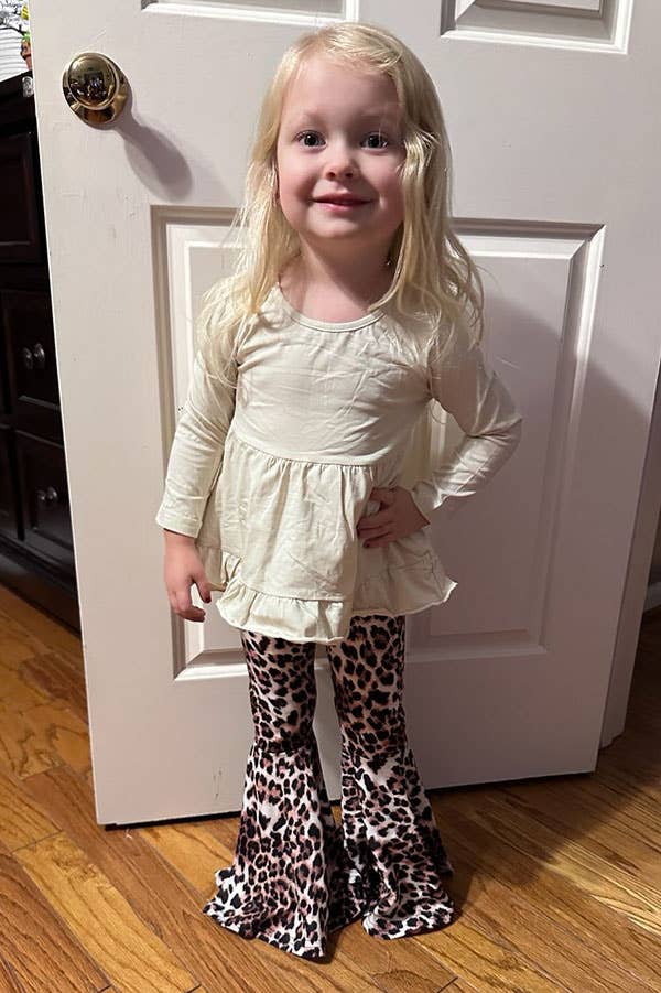 XCH0024-13H High-Low Top Leopard Pant Girls Sets