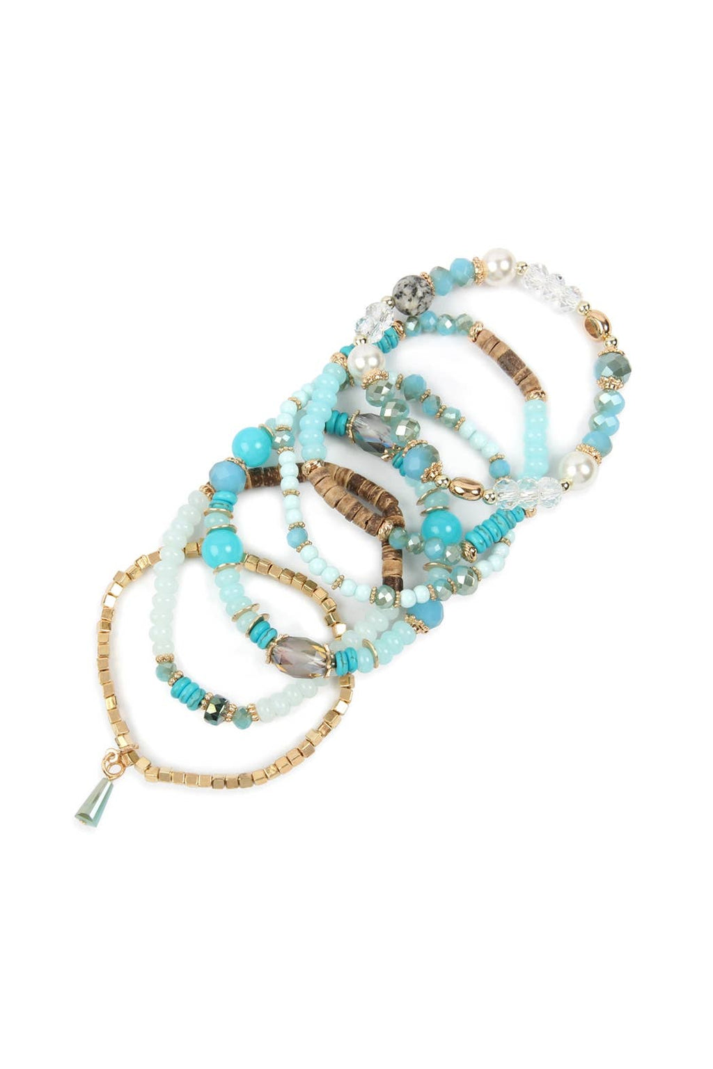 MULTI-STONE BEADS STACKABLE BRACELETS: NATURAL / ONE SIZE