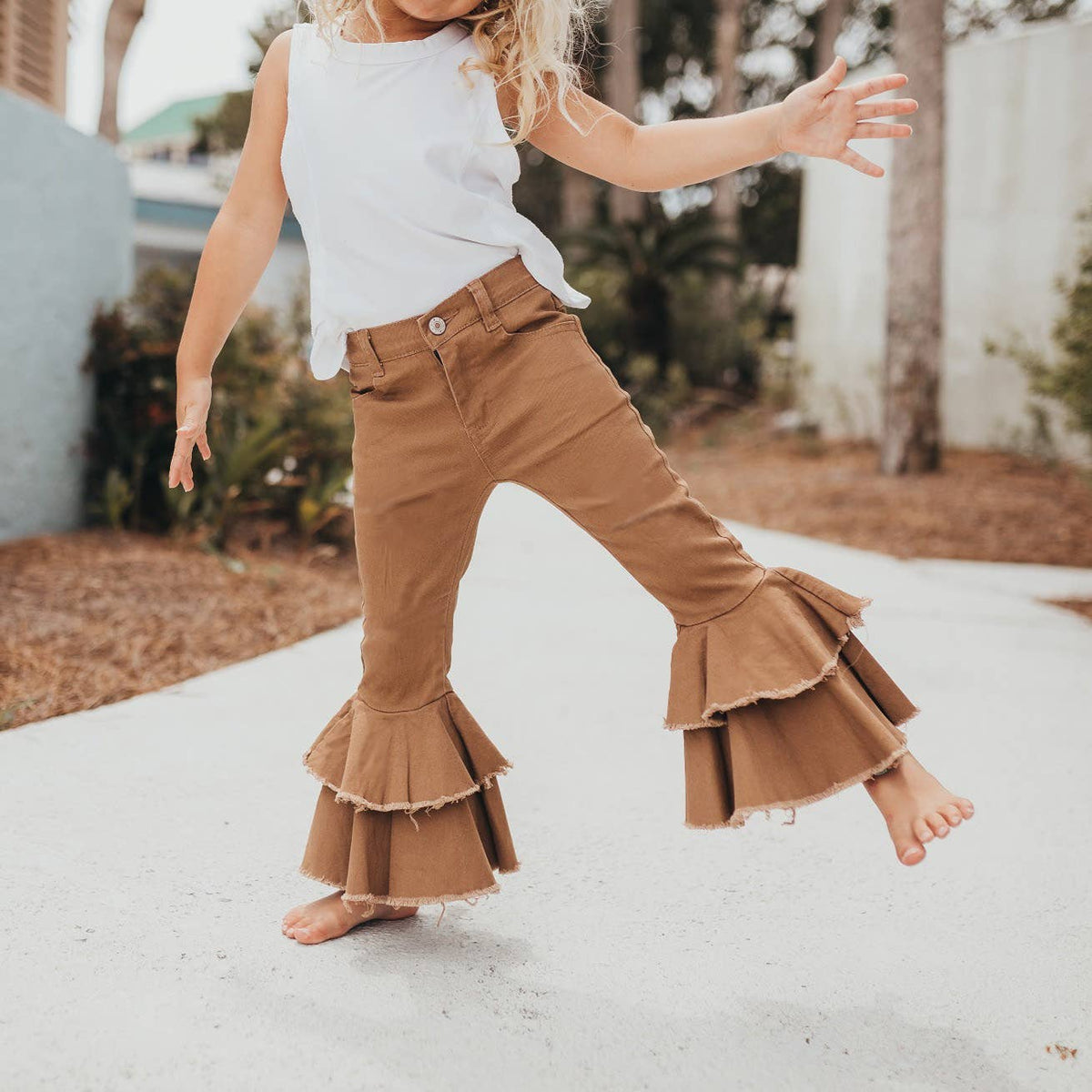 Kids Denim Double Ruffle Pant Jeans