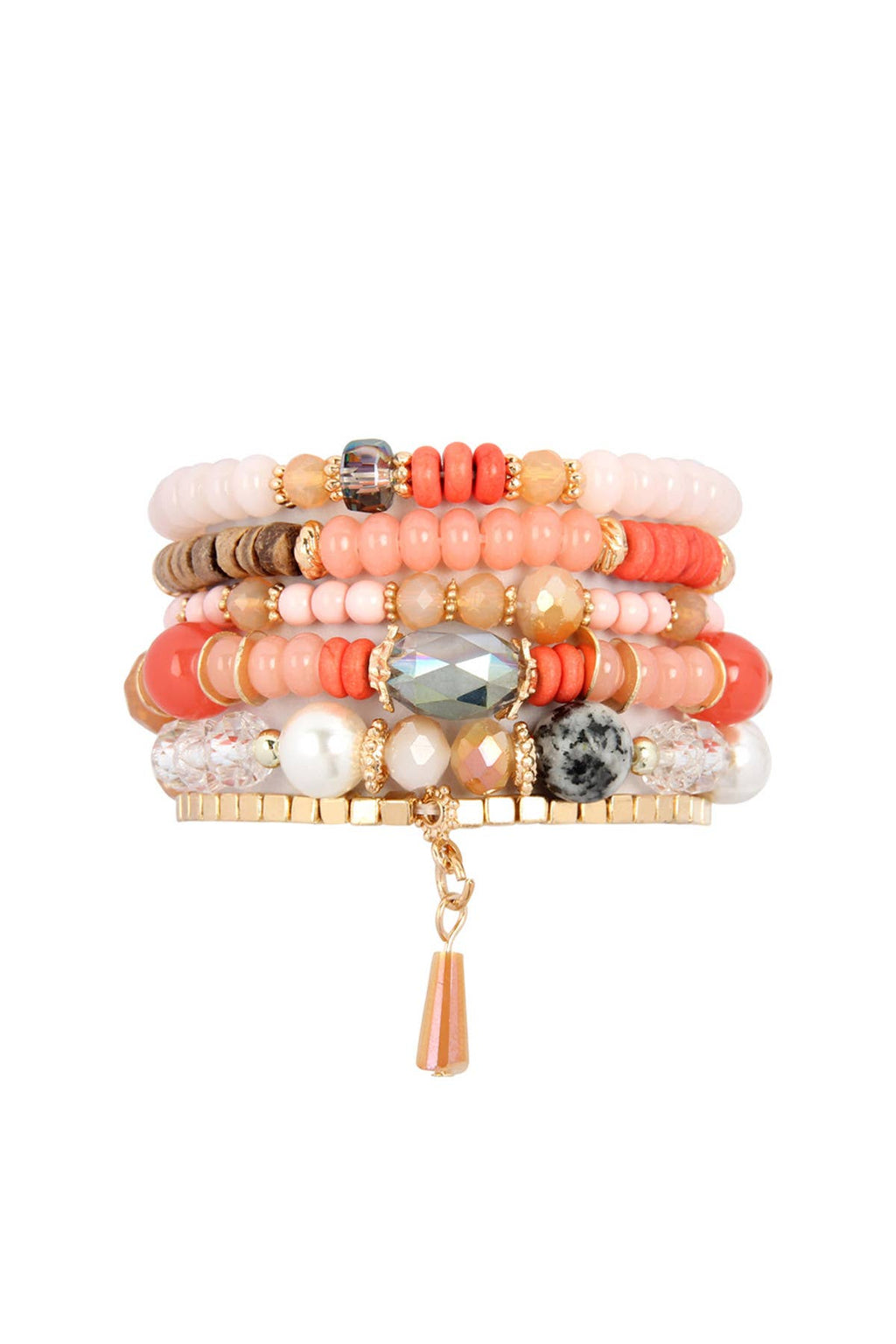 MULTI-STONE BEADS STACKABLE BRACELETS: NATURAL / ONE SIZE