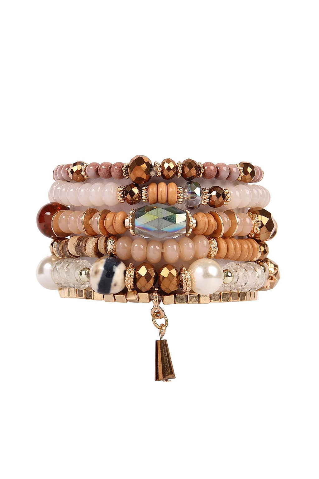 MULTI-STONE BEADS STACKABLE BRACELETS: NATURAL / ONE SIZE