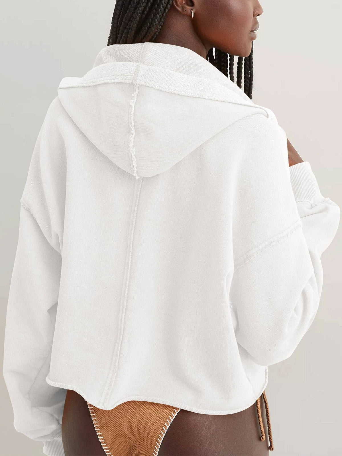 Oversized Hooded V Neck Sweatshirt Pullover Top