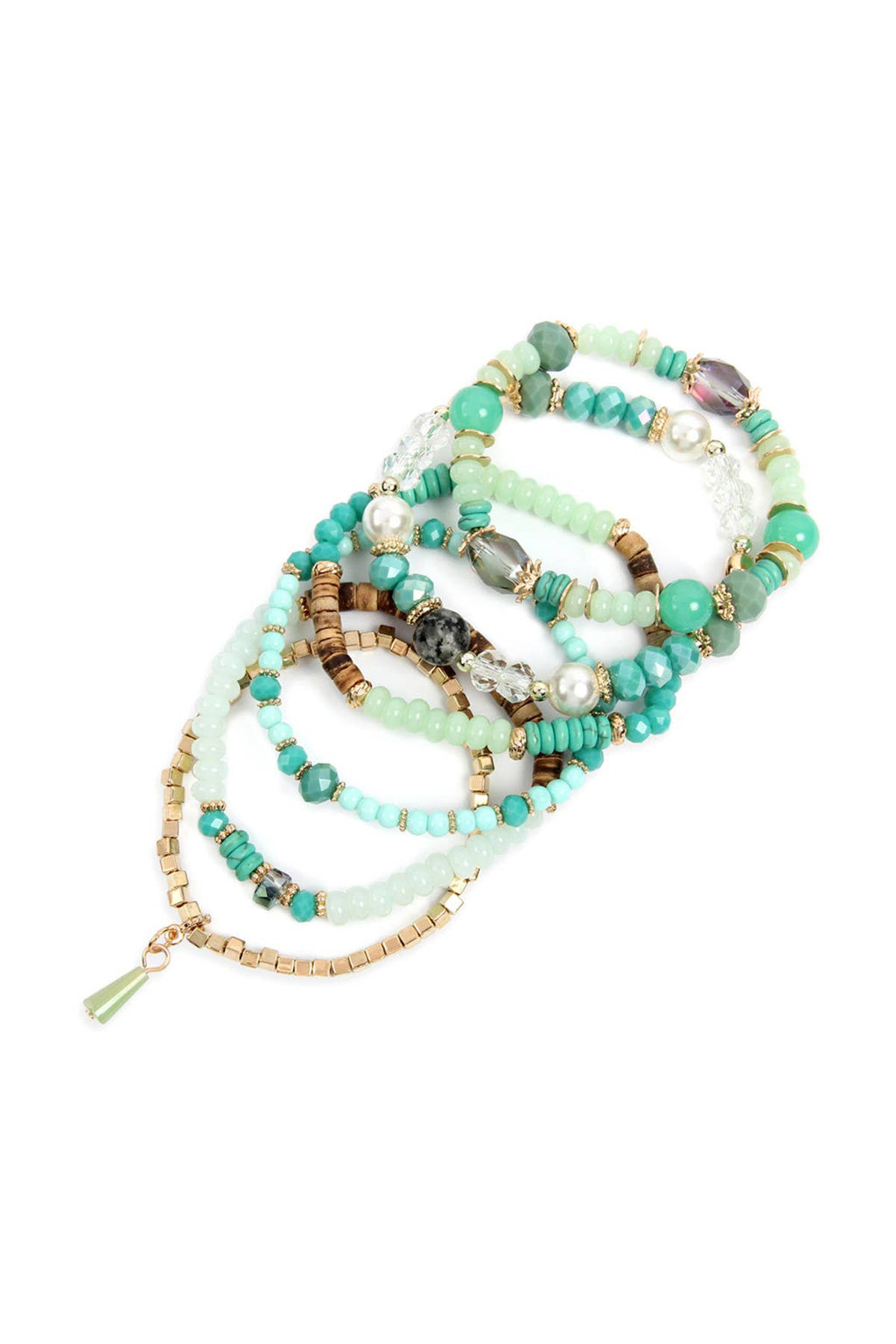 MULTI-STONE BEADS STACKABLE BRACELETS: NATURAL / ONE SIZE