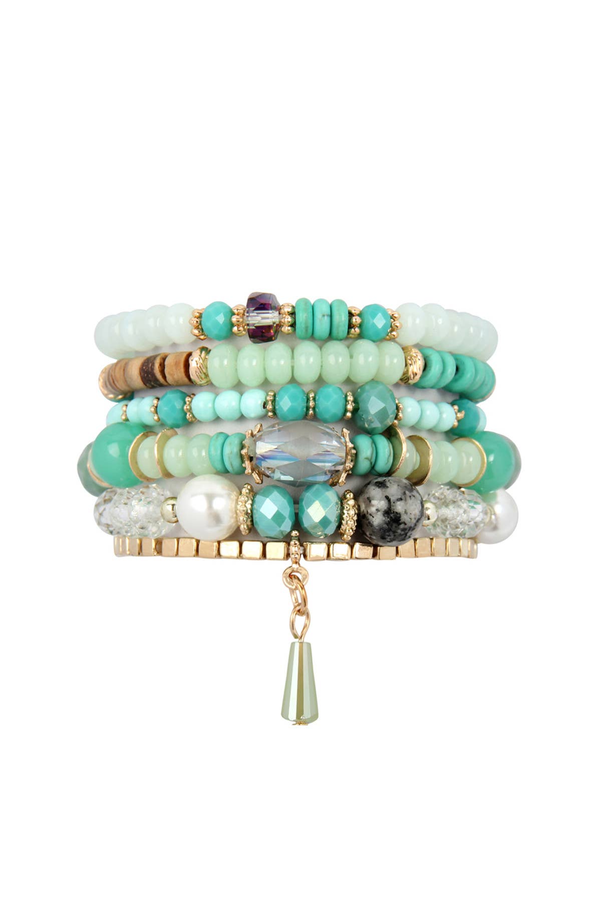 MULTI-STONE BEADS STACKABLE BRACELETS: NATURAL / ONE SIZE